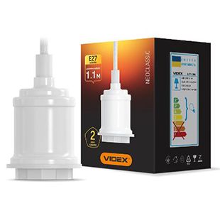 Світильник VIDEX підвісний під лампу Е27, 1,1м., метал, білий VL-PD116IW(VL-PD116IW)