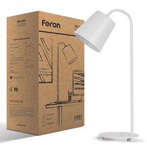 Світильник настільний Feron DE1440 під лампу Е27 білий(7392)