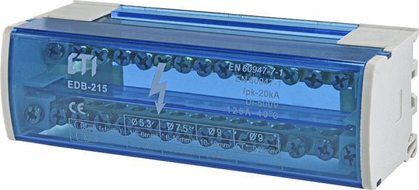 Блок розподільчий EDB-215 2p L+PE/N, 125A (15 виходів)  ETI(1102302)