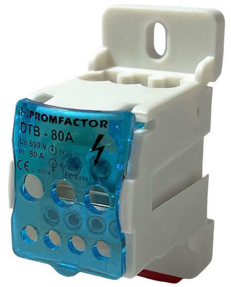 Розподільчий клемний блок DTB080 80A (7 контактів) 690V PROMFACTOR(DTB080)