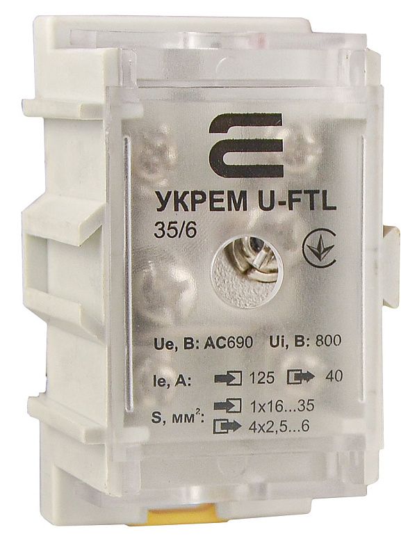 Клема магістральна U-FTL 35/6 з захисною кришкою АСКО(A0130010122)