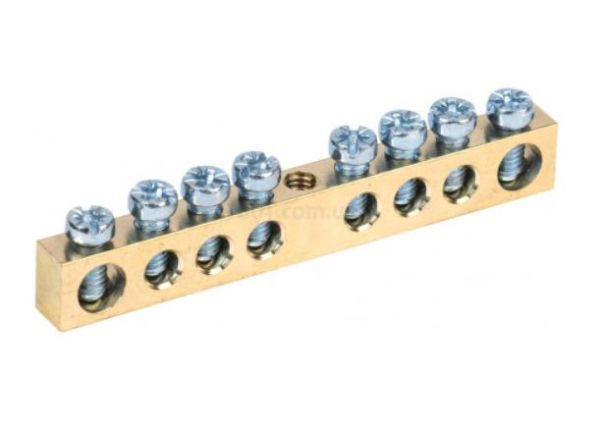 Шина "N"нульова 6х9мм 8/1 (8груп/кріпл.по центру) ІЕК(YNN10-08-100)