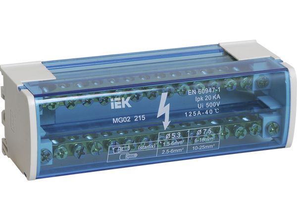 Шина "N"нулевая на DIN-рейку в корпусе 2х15 групп ИЭК(YND10-2-15-125)