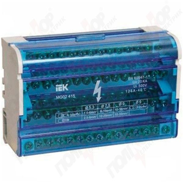 Шина "N"нулевая на DIN-рейку в корпусе 4х15 групп ИЭК(YND10-4-15-125)