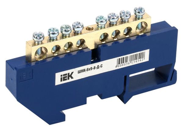Шина нульова на DIN-ізол ШНИ-6х9-8-Д-С ІЕК(YNN10-69-8D-K07)