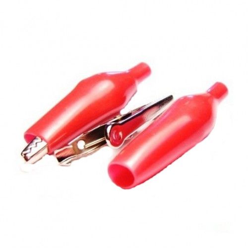 Зажим тестерний великий, силіконова ізоляція, червоний 60VDC(VK11160)