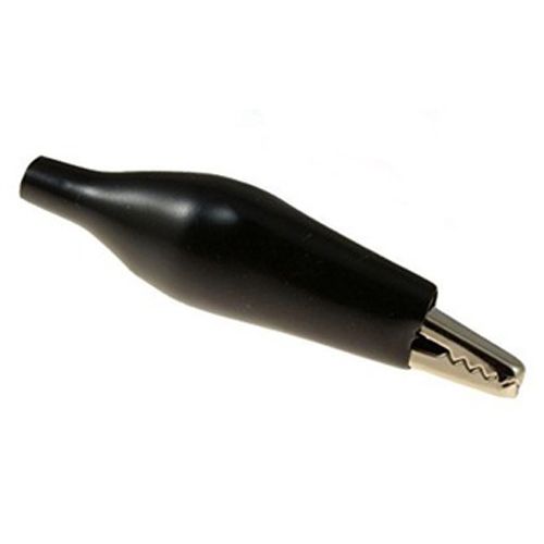 Зажим тестерний великий, силіконова ізоляція, чорний 60VDC(VK11160)