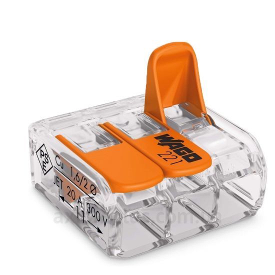 Клема 3-провідна з натискним важелем 221-413 WAGO(221-413)