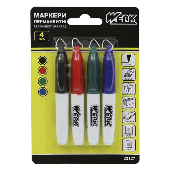 Набір маркерів перманентних 4шт.  23127 WERK(23127)