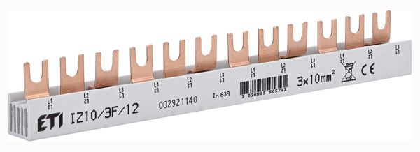 Шина IZ 10/3F/12 (10мм2, 3р, 0.21м, Fork, 12mod) ETI(2921140)