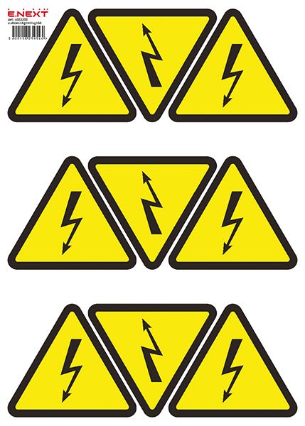 Опасное напряжение 130х130х130мм e.sticker.lightning.130 (8шт/лист) E-Next(s053305)