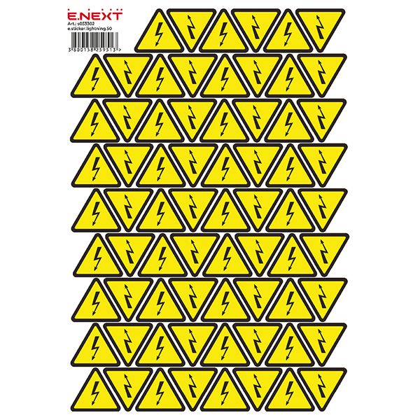 Опасное напряжение 50х50х50мм e.sticker.lightning.50 (62шт/лист) E-Next(s053302)