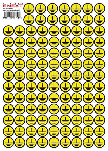 Наклейка "Заземление" 30х30х30мм e.sticker.grounding.30 (90шт/лист) E-Next(s053307)