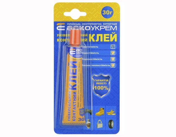 Клей контактный универсальный неопреновый блистер 1шт.- 30г АСКО(A.HU-1-30)