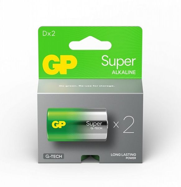 Батарейка GP Super Alkaline D, 13A21-SB2, LR20, 1.5V щелочная (2шт/блс)(13A21-SB2)