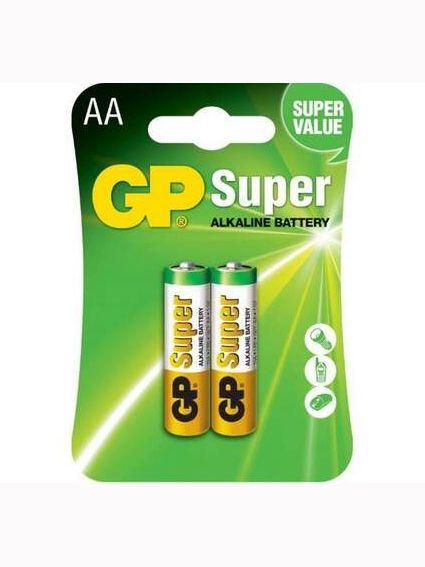 Батарейка GP Super Alkaline 15А21-SB2 щелочь LR6, AA (2шт/блс)(15А21-SB2)