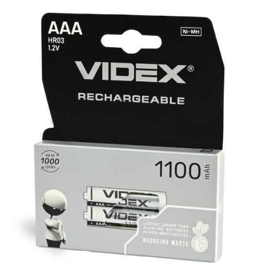 Акумулятор Videx HR03/AAA 1100mAh, (2 шт/блс)  HR03/1100/2DB(23337)