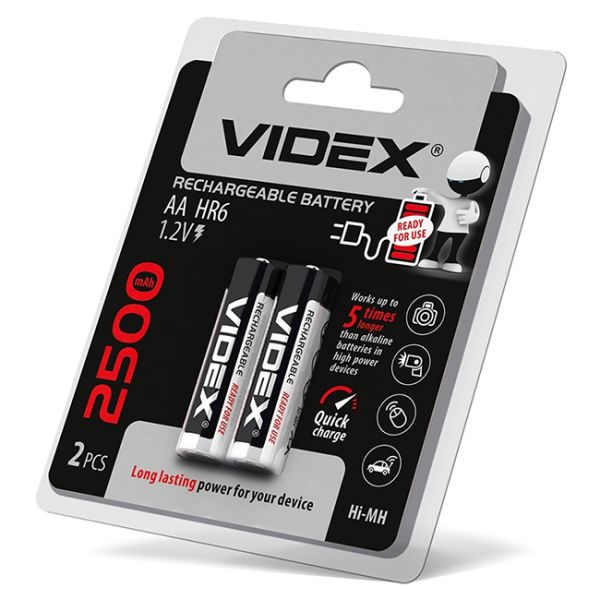 Аккумулятор Videx HR6/AA 2500mAh, (2 шт/блс) HR6/2500/2DB(23341)