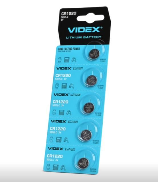 Батарейка літієва Videx CR1220 5шт BLISTER CARD(23429)