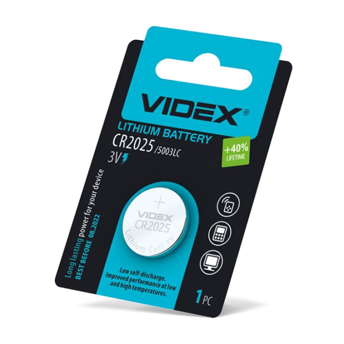 Батарейка литиевая Videx CR2025 1шт BLISTER CARD(24233)