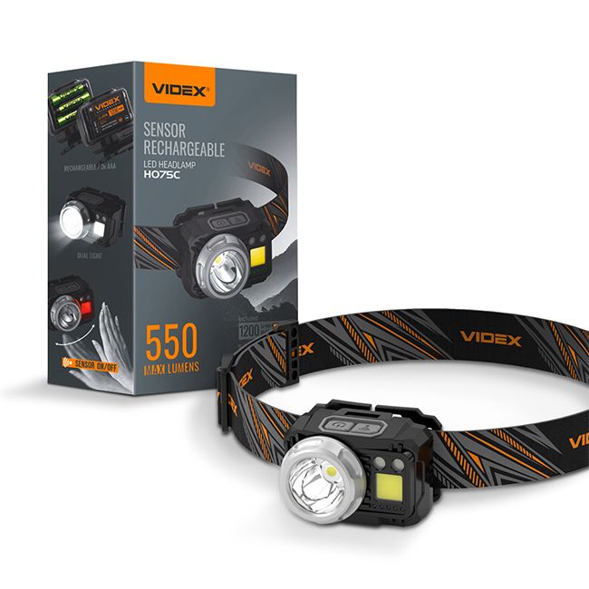 Фонарь LED Videx VLF-H075C 550Lm 5000K ІР65 налобний(VLF-H075C)