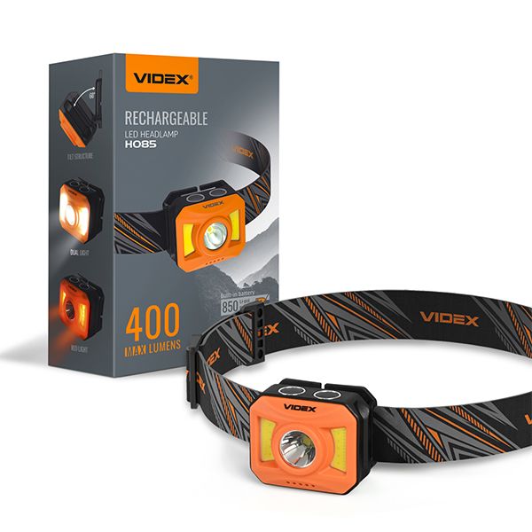 Ліхтар LED Videx VLF-H085-OR 400Lm 5000K  налобний(LF-H085-OR)
