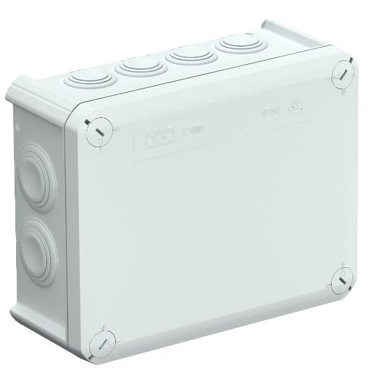 Коробка розподільча OBO Bettermann T-160 (10*М25) з кабельними вводами, ІР66 світло-сіра(2007093)