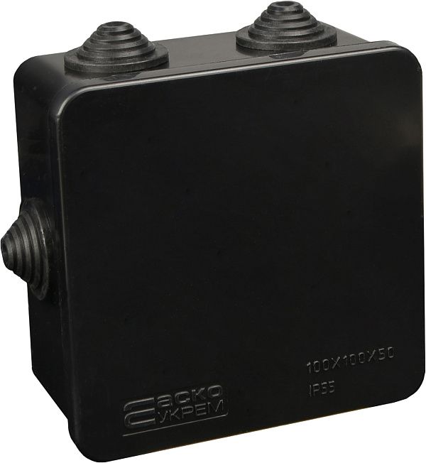 Коробка розподільча 100х100х50, IP55 UAtmo Jet Black АсКо(A0150170033)