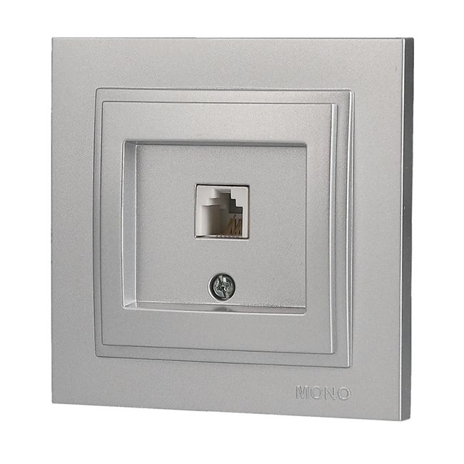Розетка телефонна цифрова (623К САТ3) Mono Electric DESPIN срібло(102-212105-124)