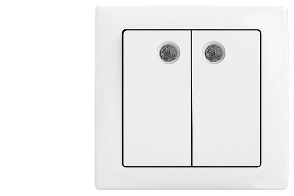 Выкл. WEGA 9123 2-кл. с подсв., с/у, белый(10040339)