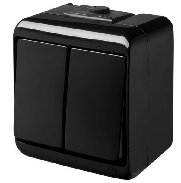 Вимикач 2кл. VHE-2-BL чорний ЕTI, IP54(4668081)