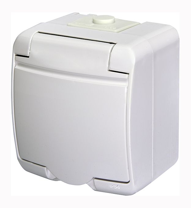 Розетка 1М Hermetics, IP54, RHE-1s белая крышка Schuko ETI(4668015)