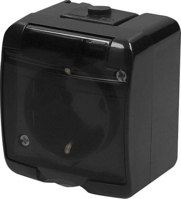 Розетка 1М Hermetics, IP54, RHE-1sd-BL черная Schuko ETI(4668090)