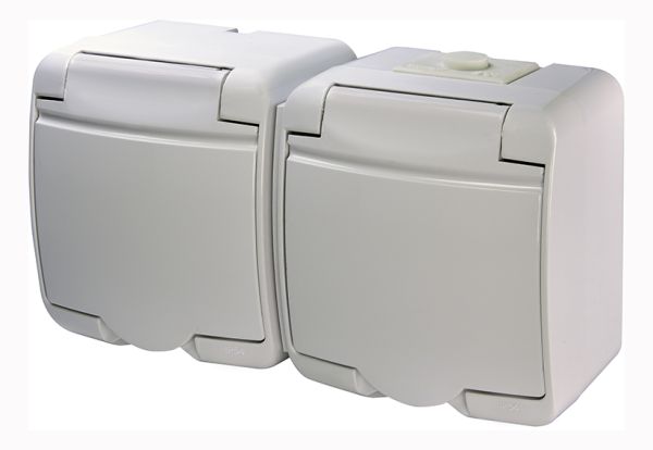 Розетка 2М Hermetics, IP54, RHE-2s белая крышка ETI(4668019)