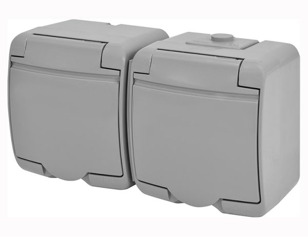 Розетка 2М Hermetics, IP54, RHE-2s-SR серая крышка ETI(4668072)