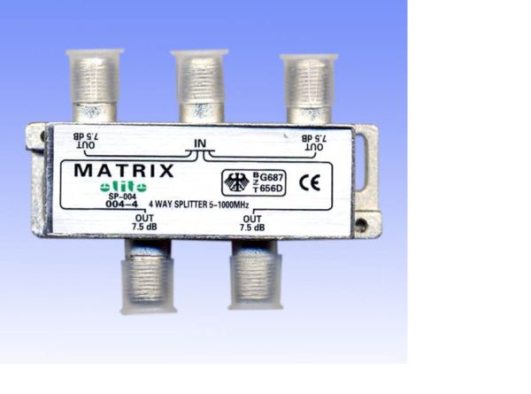 Splitter 4-way Germany HQ 5-1000 MHZ корпус металл, 2-0131(2-0131)