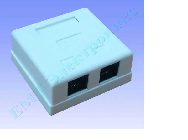 Розетка компьютерная х2 (8Р8С) на липучке 5-ой категории 6-0207(6-0206)