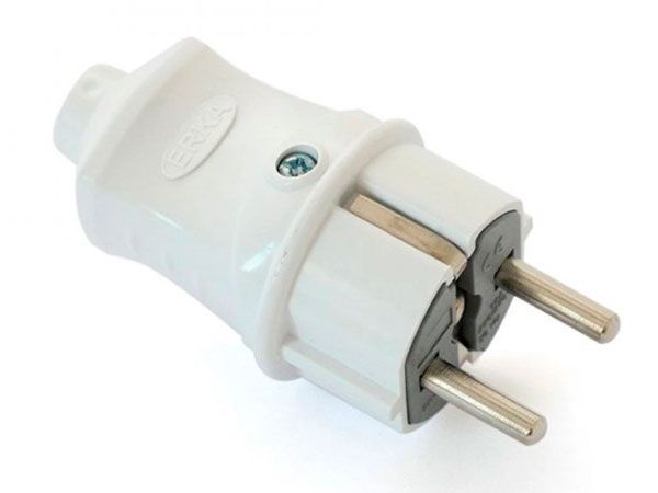 Вилка ERKA 1002 16А з з/к пряма біла(260105)