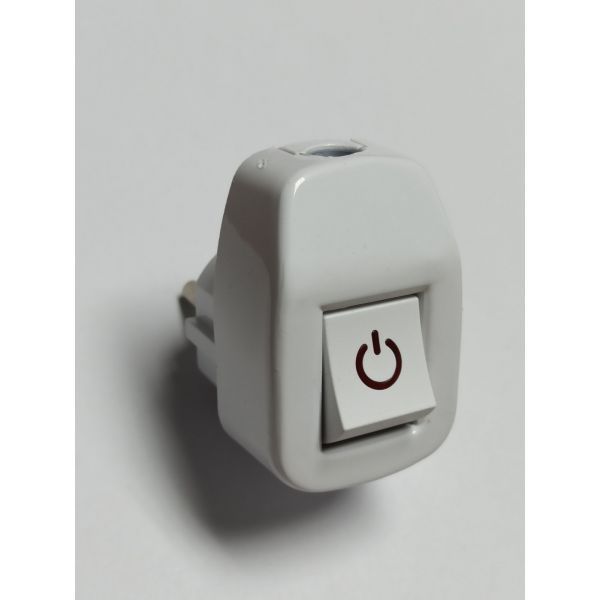 Вилка ERKA 1005 16A угловая с зк и выключателем белая(260115)