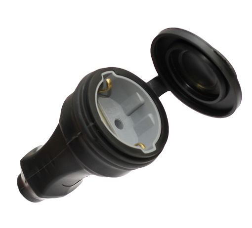 Разъем штепсельный ERKA 5001, с заглушкой 1*16A  КАУЧУК(360102)