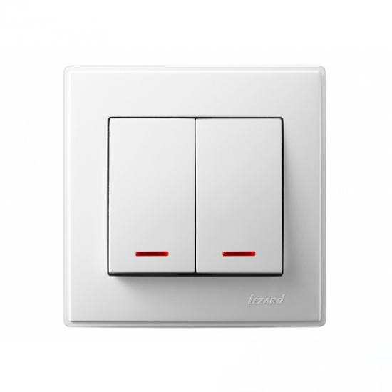 Выключатель 2-кл с подсветкой Lezard LESYA белый(705-0202-112)