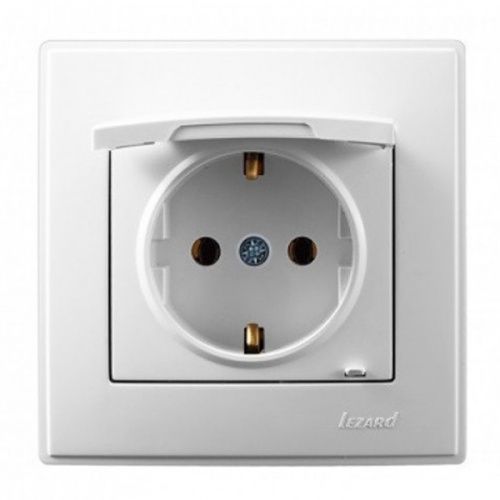 Розетка с з/к с крышкой Lezard LESYA белая(705-0202-123B)