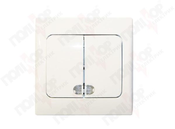 Выключатель 2-кл. с подсв. Luxel Fairy белый 4006()(4006)
