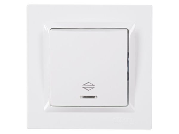 Выключатель 1-кл. проходной с подсв. LUXEL JAZZ белый 9016(9016)