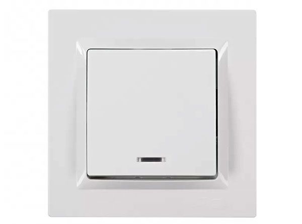 Выключатель 1-кл. с подсветкой LUXEL JAZZ белый 9005(9005)