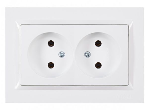 Розетка 2-я без з/к LUXEL JAZZ белая 9007(9007)