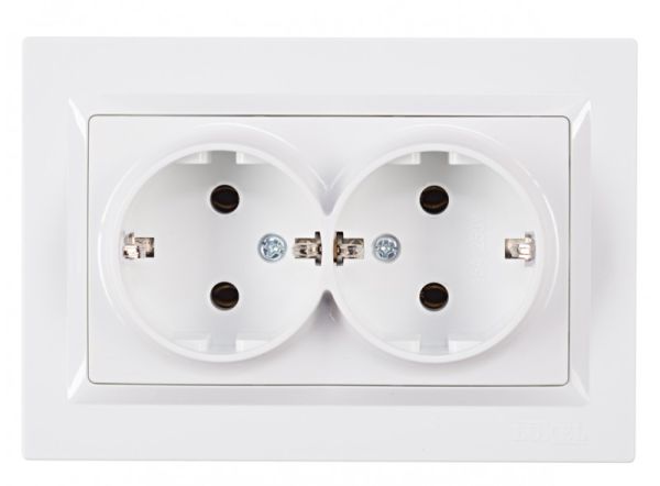 Розетка 2-я с з/к LUXEL JAZZ белая 9008(9008)