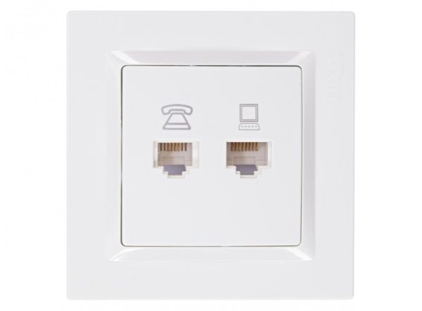 Розетка PC+TF LUXEL JAZZ белая 9029(9029)