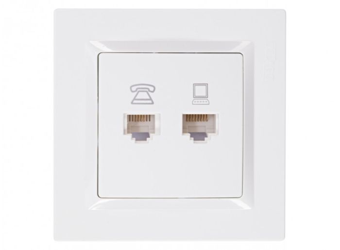 Розетка PC+TF LUXEL JAZZ белая 9029(9029)