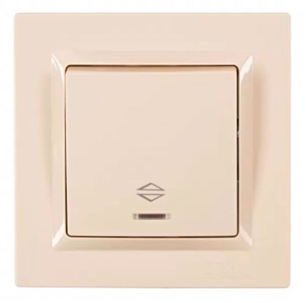 Вимикач 1-кл. прохідний з підсв. LUXEL JAZZ крем 9316(9316)